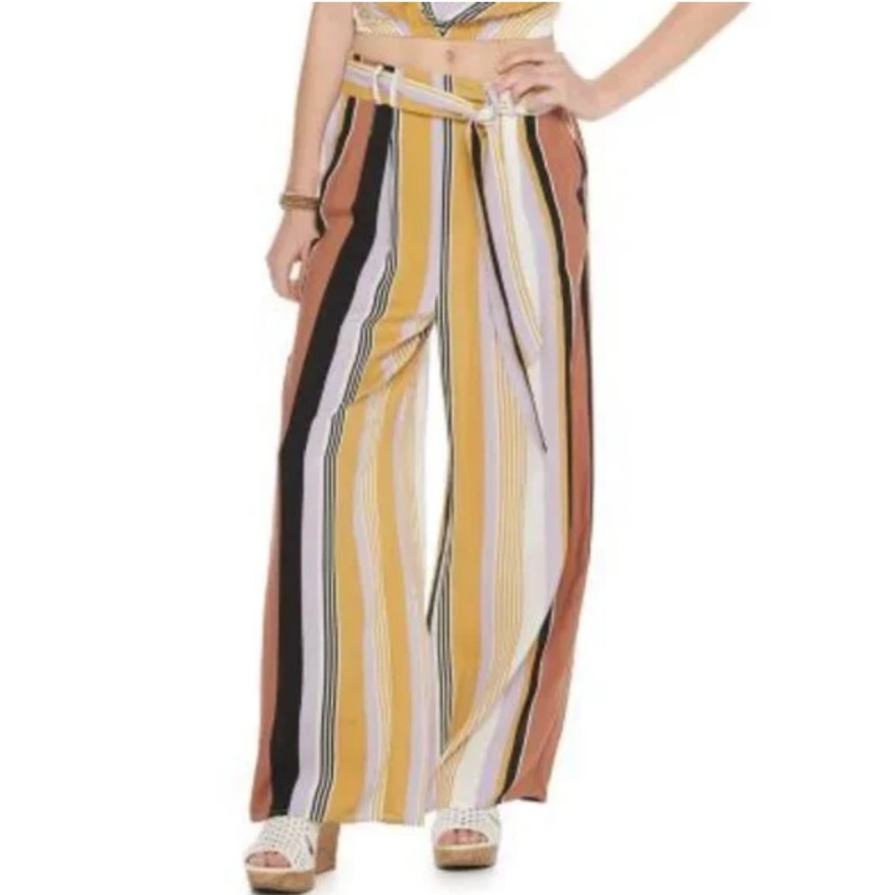 Live To Be Spoiled 100% rayon striped wide leg pants